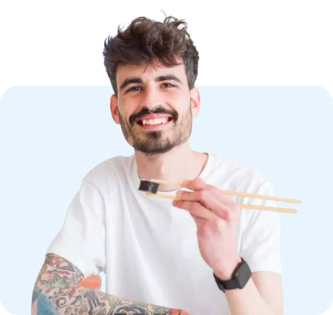 a man is eating